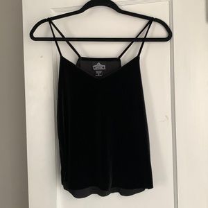 Vintage Black Velvet V Neck Camisole Tank Top size Small